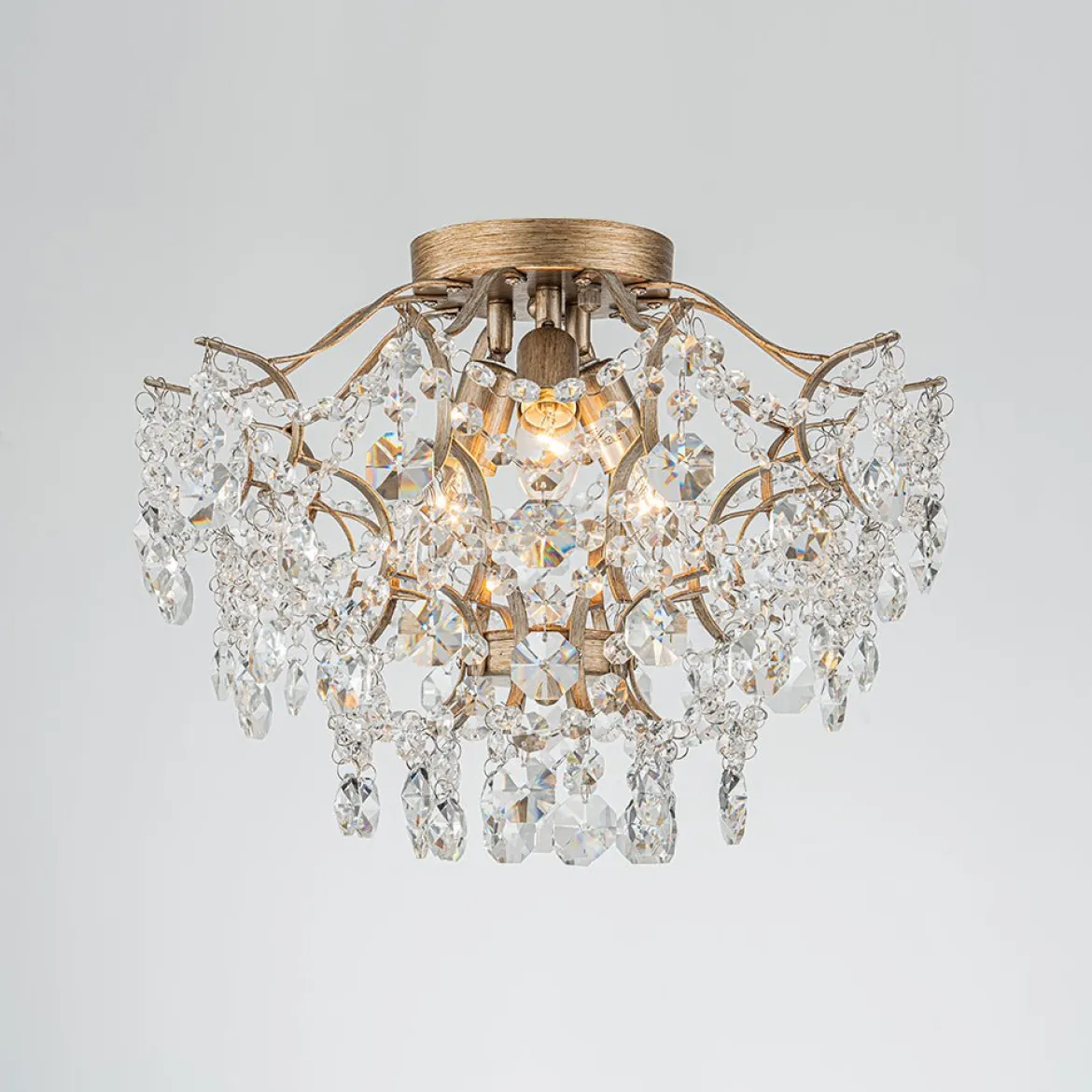Glam Bloom Draped Crystal Accented Semi Flush Mount
