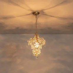 Glam Bloom Floral Crystal Accented Cage Pendant Light