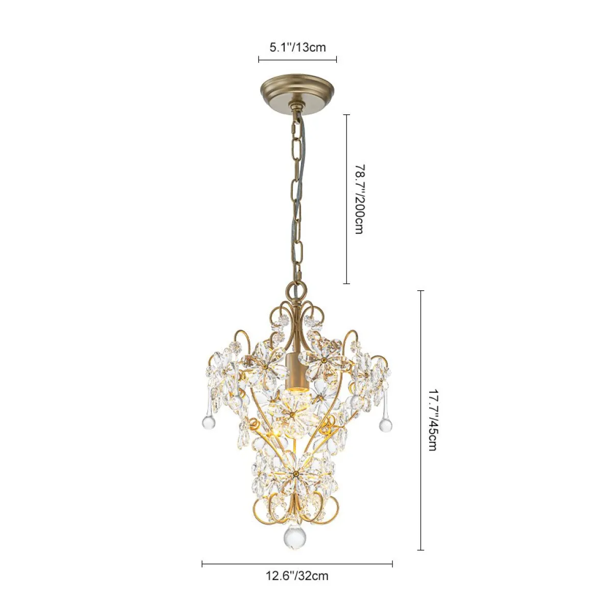 Glam Bloom Floral Crystal Accented Cage Pendant Light