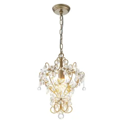 Glam Bloom Floral Crystal Accented Cage Pendant Light