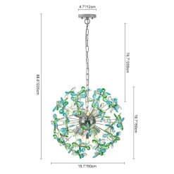 Glam Bloom Green Blue Crystal Flower Dandelion Chandelier