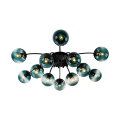 Glam Bloom 12-Light Blue Glass Bubble Semi Flush Chandelier