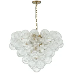 Glam Brass Cluster Ribbed Glass Globe Bubble Chandelier