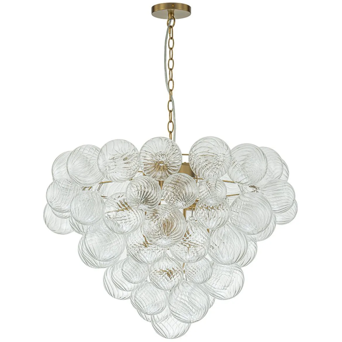 Glam Brass Cluster Ribbed Glass Globe Bubble Chandelier