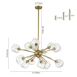 Glam Brass 12-Light Frozen Ice Style Sputnik Chandelier