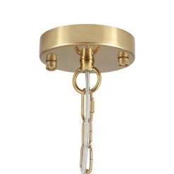 Glam Brass Ribbed Glass Floral Round Basket Chandelier