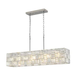 Glam Chrome Dazzle Crystal Rectangle Cage Island Chandelier