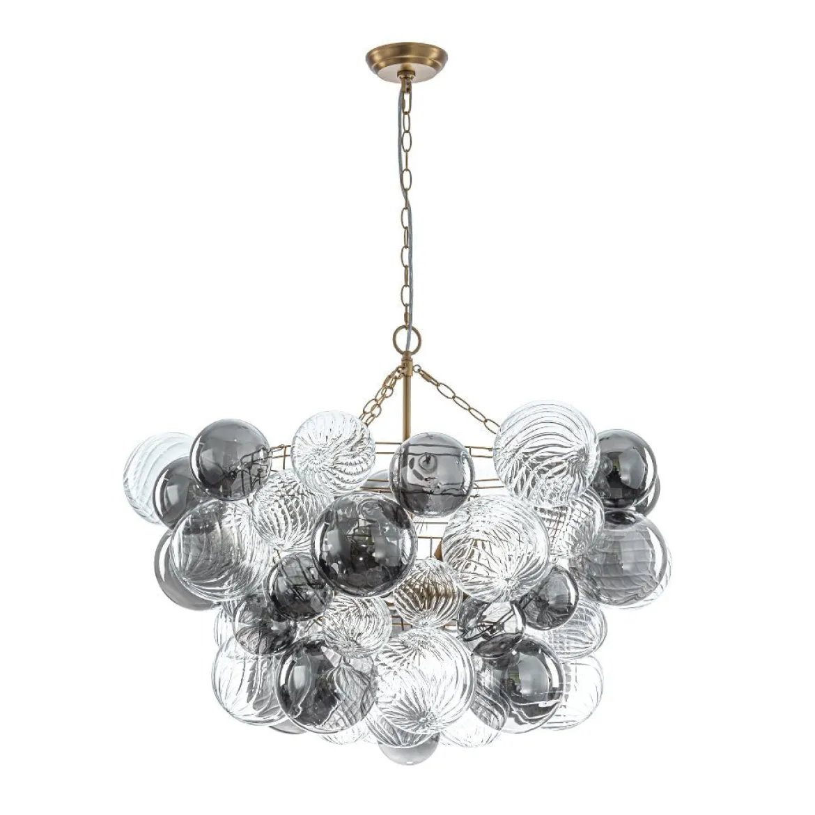 Glam Cluster Ribbed Smoked Glass Globe Bubble Chandelier