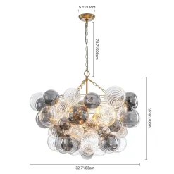 Glam Cluster Ribbed Smoked Glass Globe Bubble Chandelier