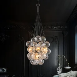 Glam Cluster Textured Water Glass Globe Bubble Chandelier