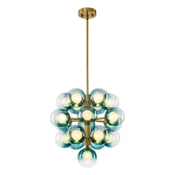 Glam Cluster White Blue Glass Bubble Tiered Chandelier