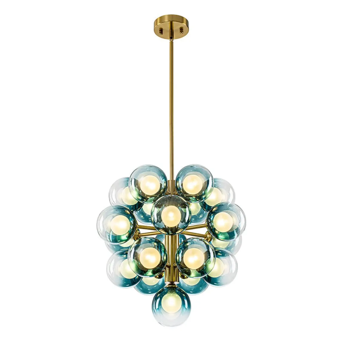 Glam Cluster White Blue Glass Bubble Tiered Chandelier