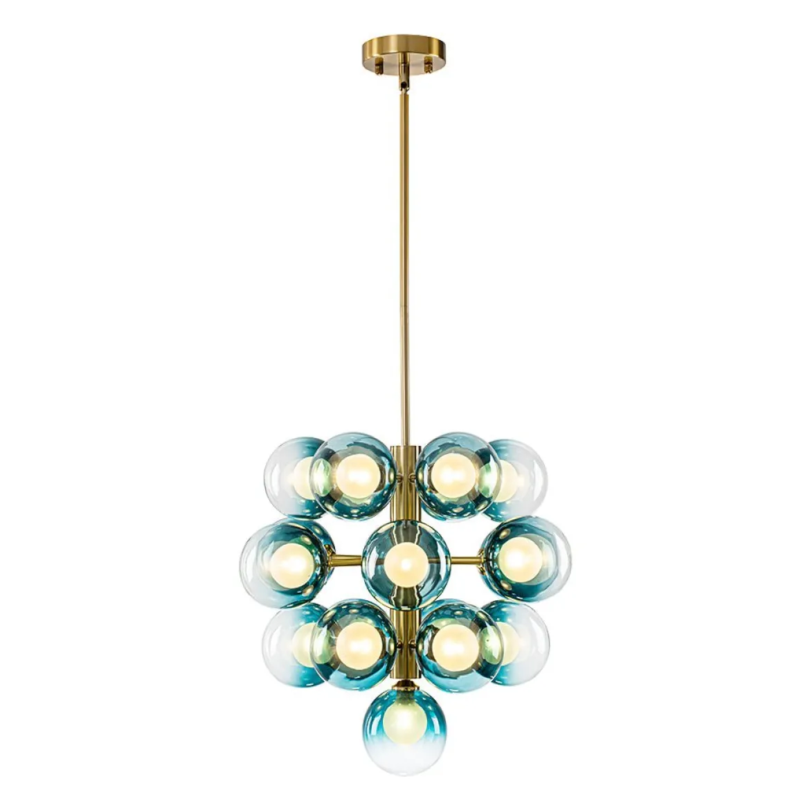 Glam Cluster White Blue Glass Bubble Tiered Chandelier