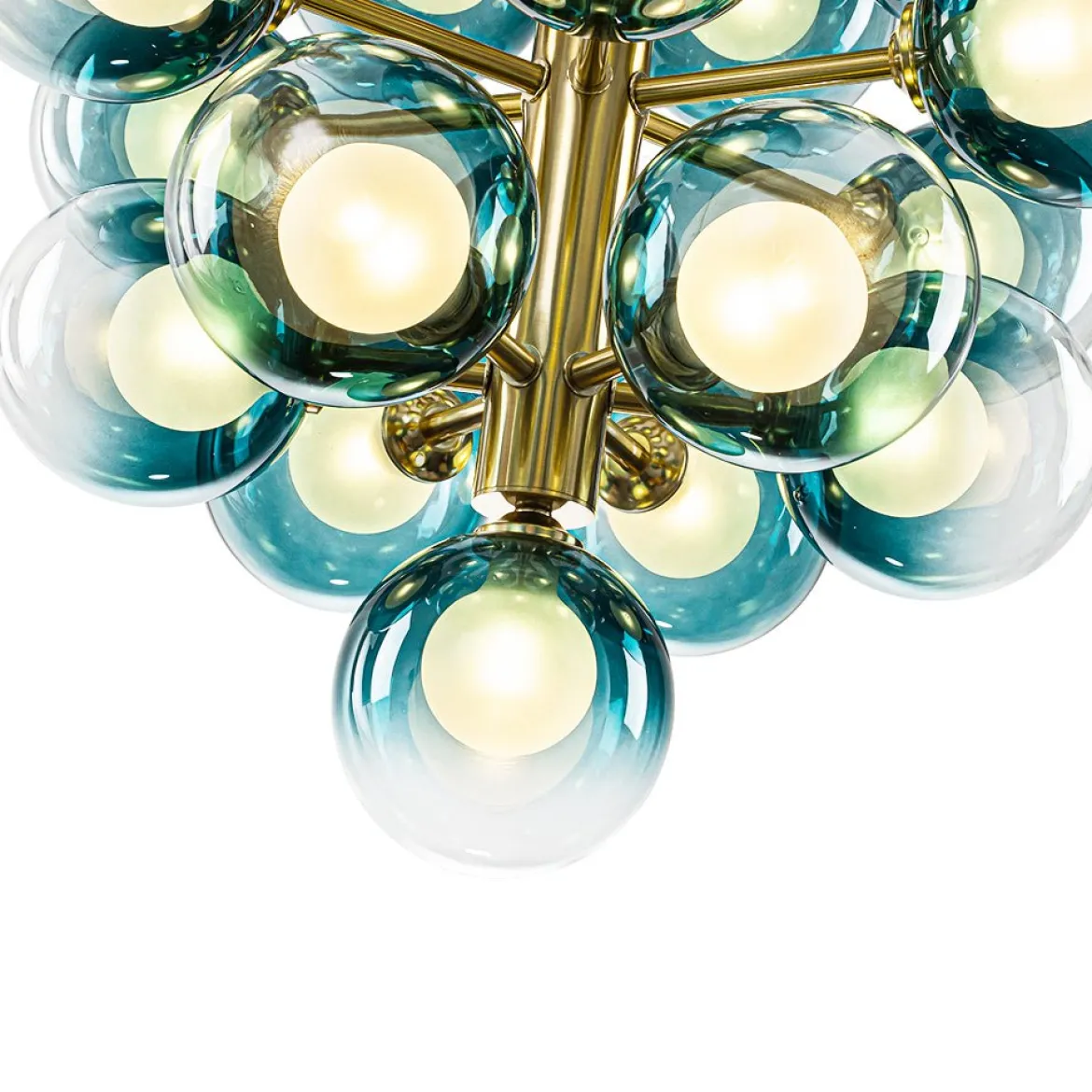 Glam Cluster White Blue Glass Bubble Tiered Chandelier