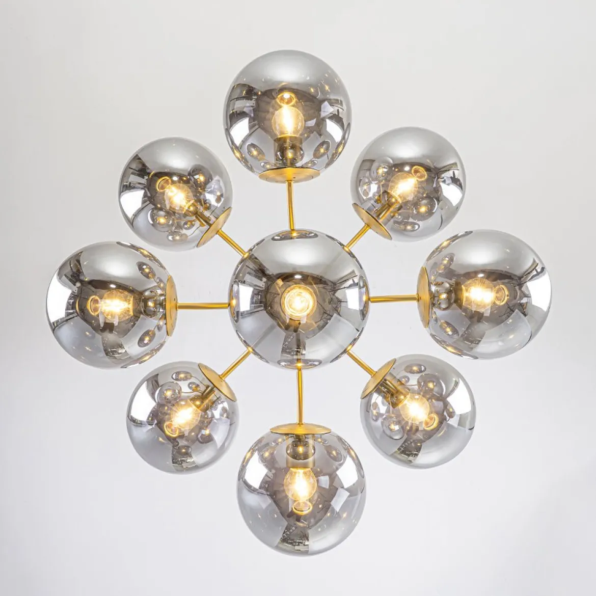 Glam Dark Pearl Smoked Glass Globe Bubble Sputnik Chandelier