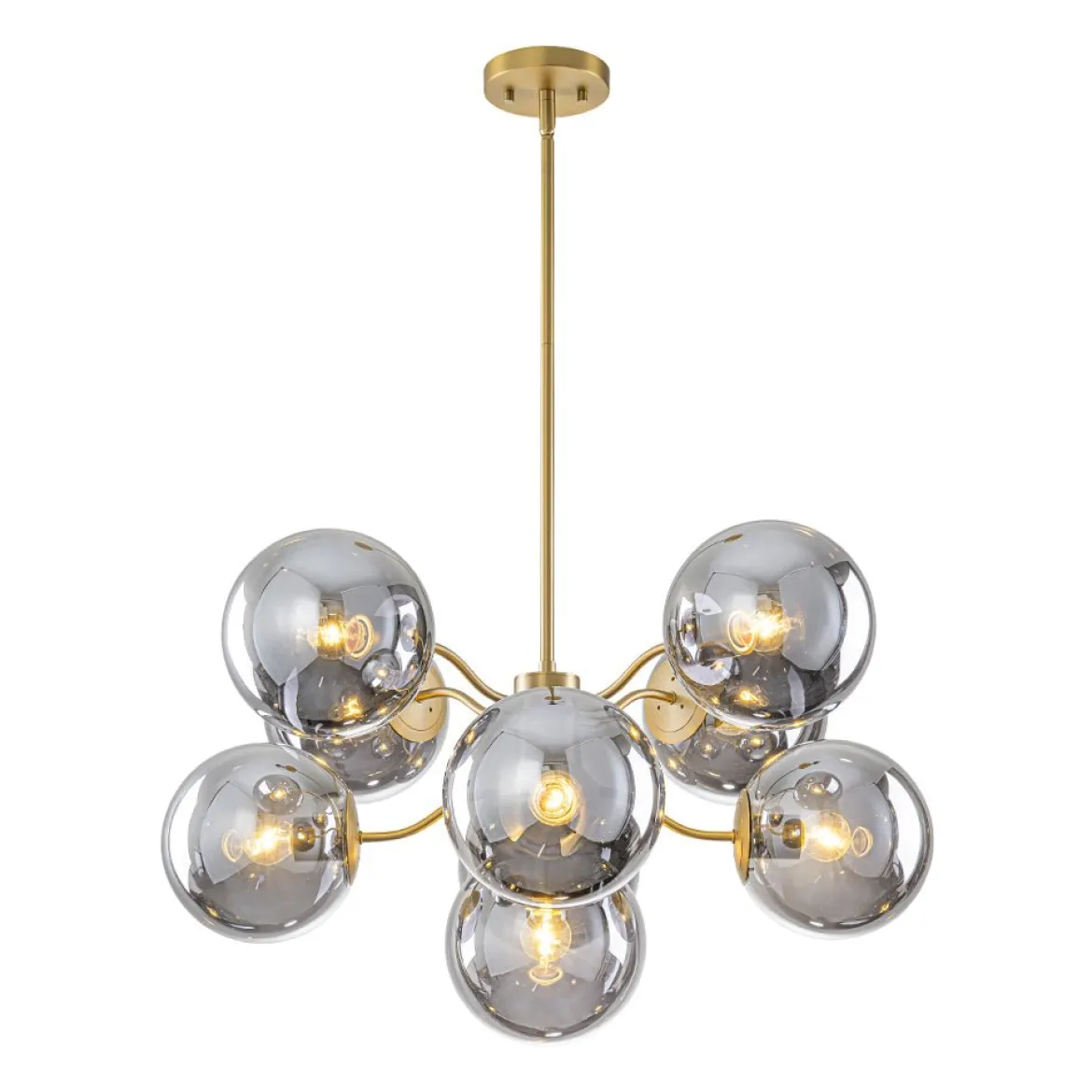 Glam Dark Pearl Smoked Glass Globe Bubble Sputnik Chandelier