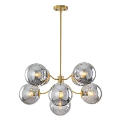Glam Dark Pearl Smoked Glass Globe Bubble Sputnik Chandelier