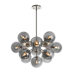 Glam Dark Pearl Sputnik Smoked Glass Bubble Chandelier Light Fixture