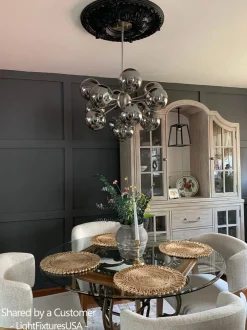 Glam Dark Pearl Sputnik Smoked Glass Bubble Chandelier Light Fixture