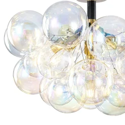 Glam Iridescent Glass Cluster Bubble Semi Flush Chandelier