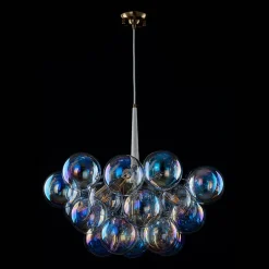 Glam Iridescent Glass Globe Cluster Bubble Chandelier