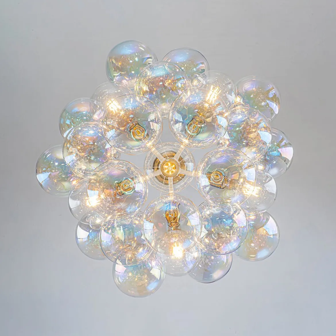 Glam Iridescent Glass Globe Cluster Bubble Chandelier