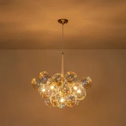 Glam Iridescent Glass Globe Cluster Bubble Chandelier