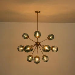 Glam 12-light Blue Glass Globe Sputnik Bubble Chandelier