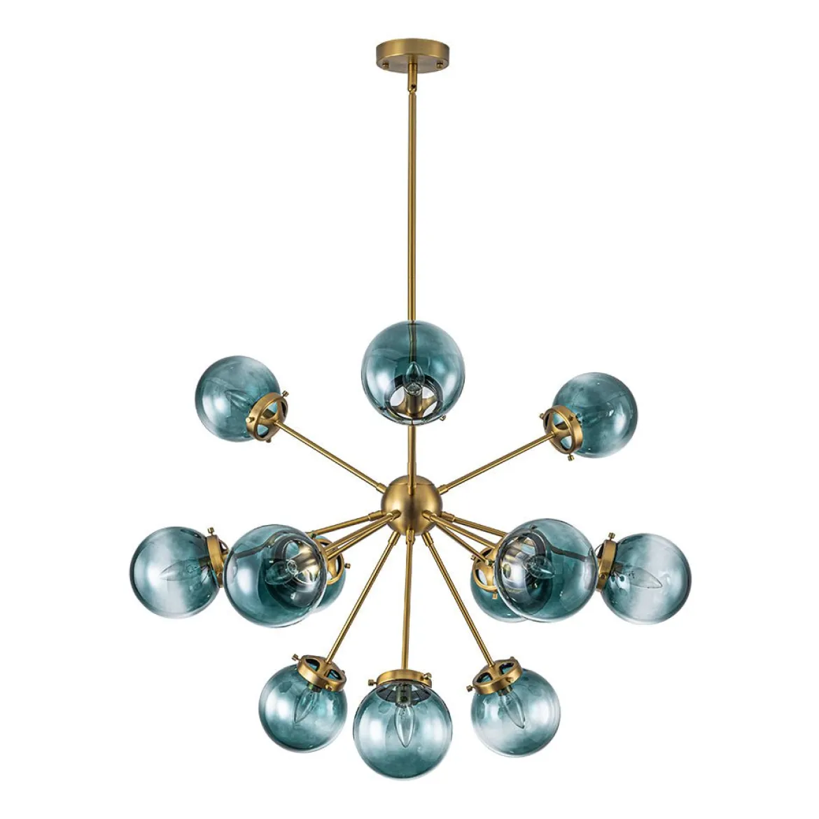 Glam 12-light Blue Glass Globe Sputnik Bubble Chandelier