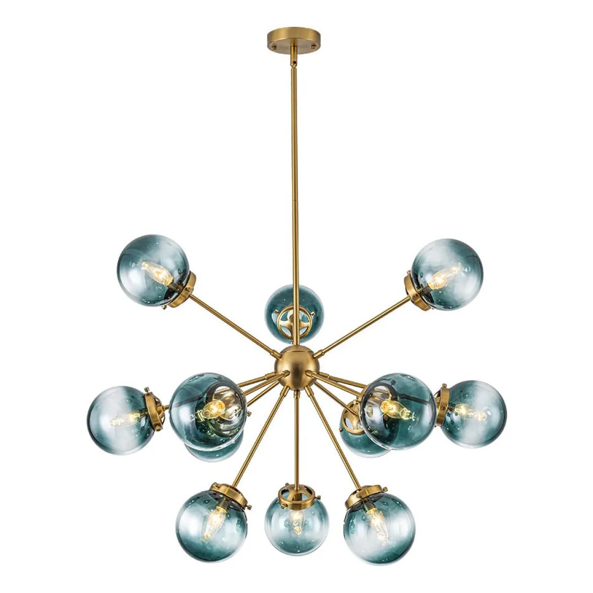 Glam 12-light Blue Glass Globe Sputnik Bubble Chandelier