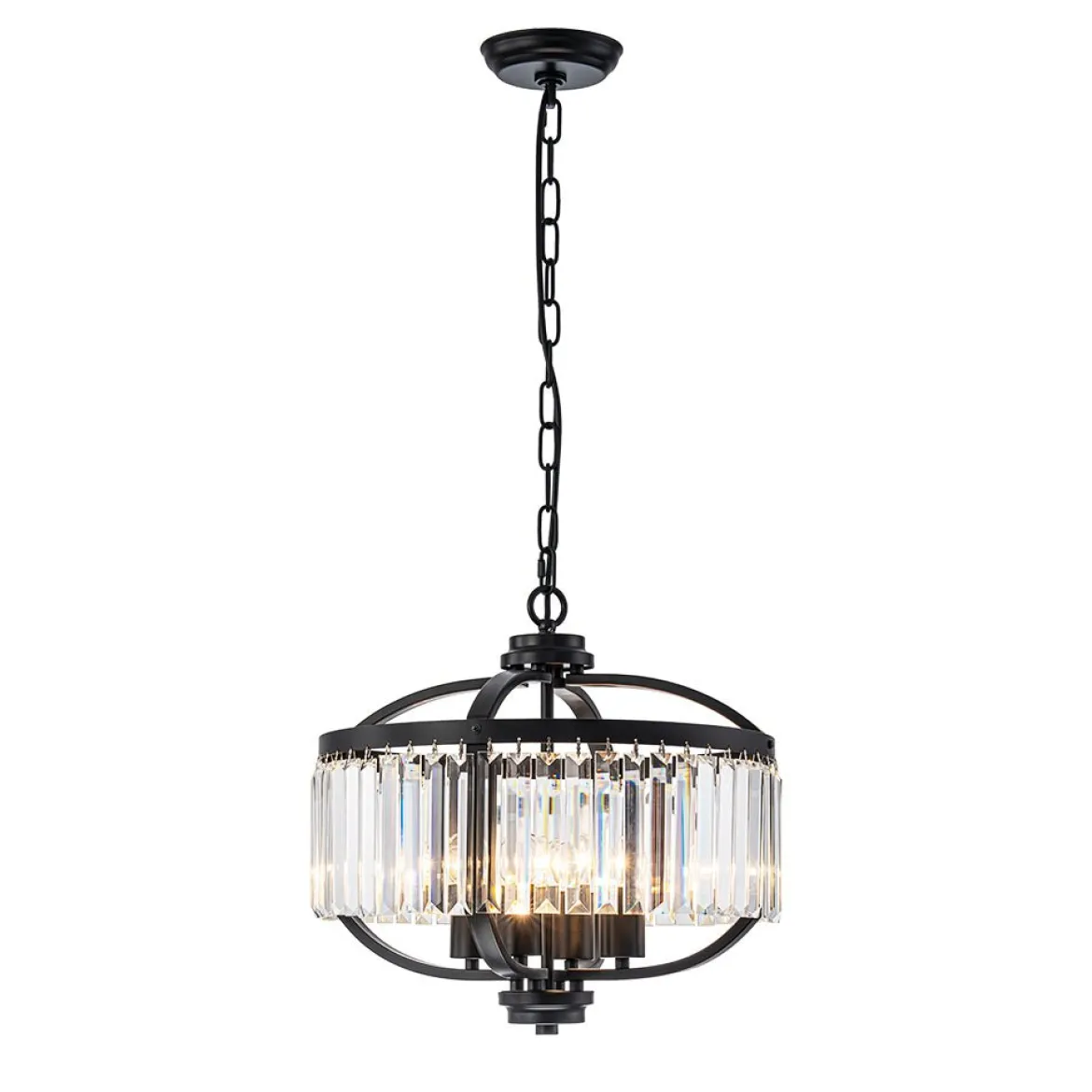 Glam 4-Light Faceted Crystal Round Cage Pendant
