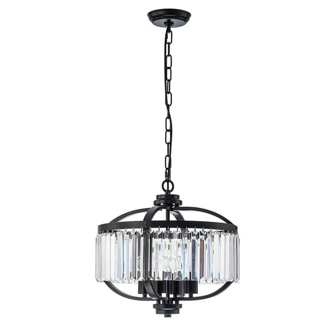 Glam 4-Light Faceted Crystal Round Cage Pendant