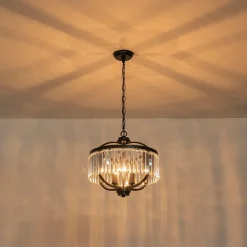 Glam 4-Light Faceted Crystal Round Cage Pendant