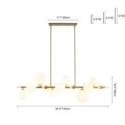 Glam 12-Light Shine Opal Glass Globe Linear Island Chandelier