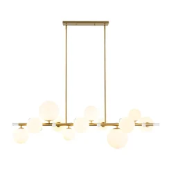 Glam 12-Light Shine Opal Glass Globe Linear Island Chandelier
