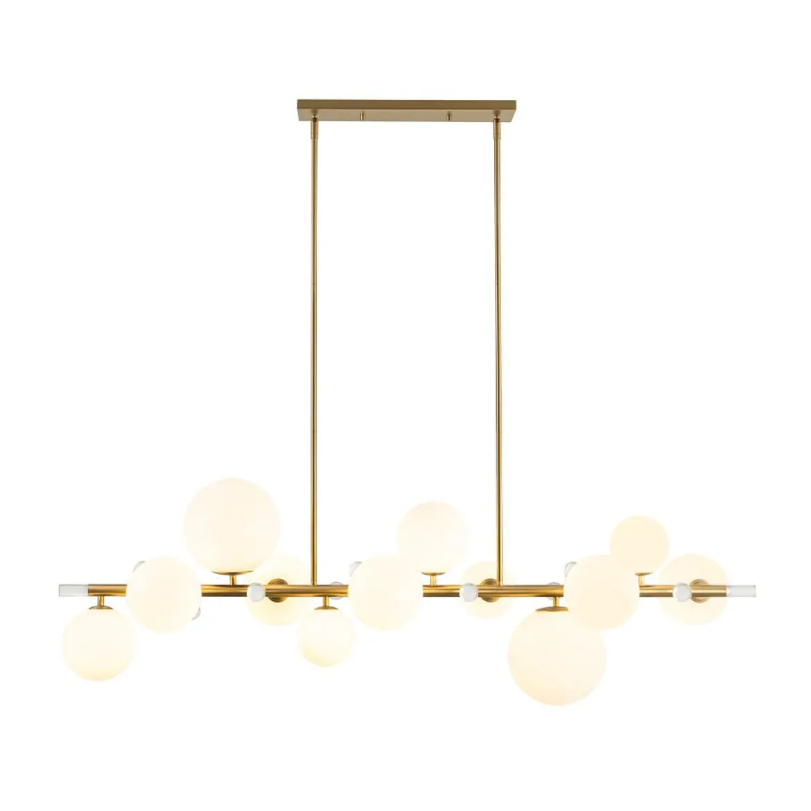 Glam 12-Light Shine Opal Glass Globe Linear Island Chandelier