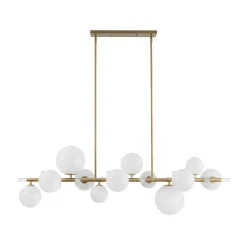 Glam 12-Light Shine Opal Glass Globe Linear Island Chandelier