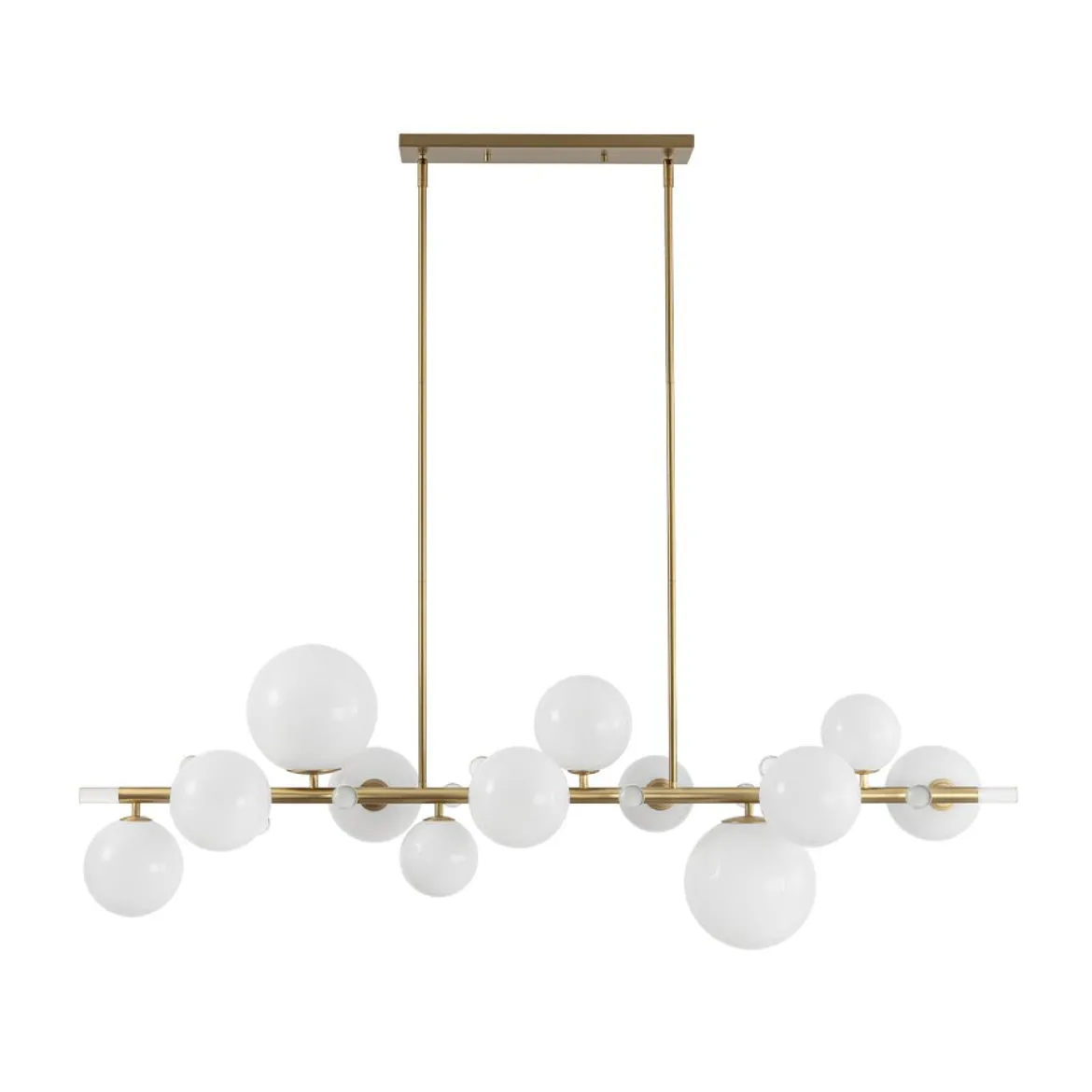 Glam 12-Light Shine Opal Glass Globe Linear Island Chandelier