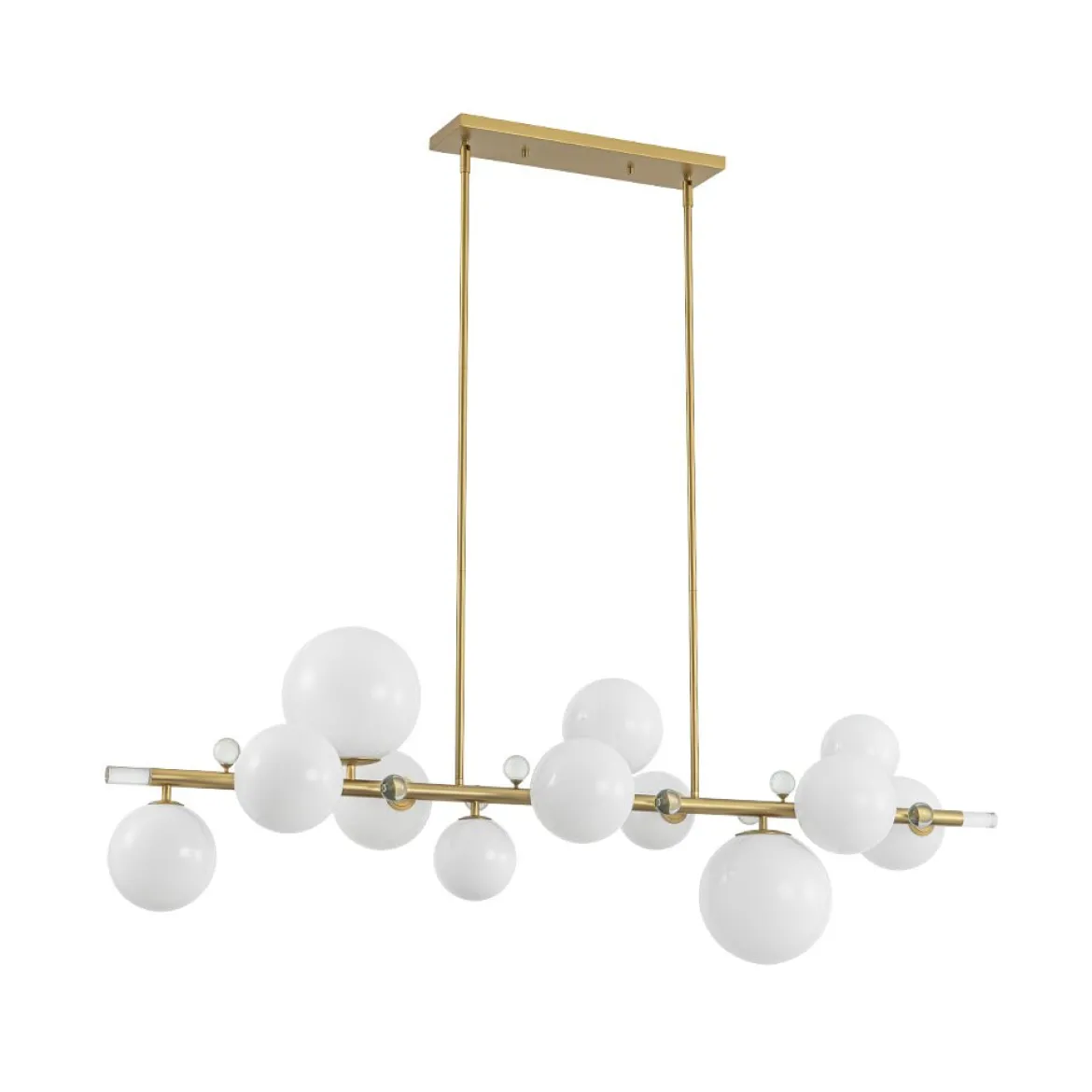 Glam 12-Light Shine Opal Glass Globe Linear Island Chandelier