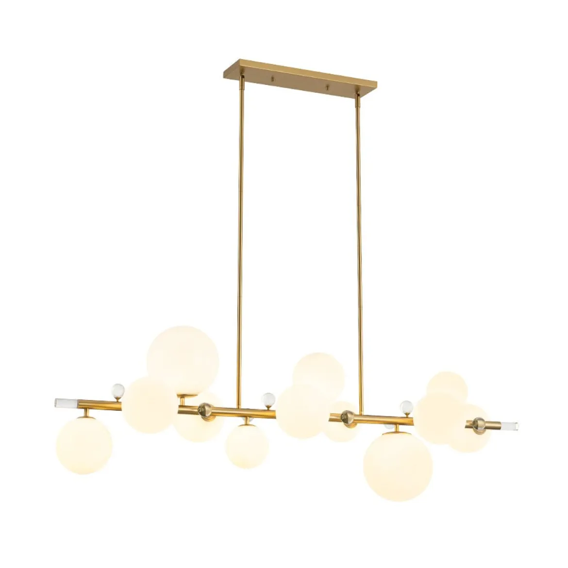 Glam 12-Light Shine Opal Glass Globe Linear Island Chandelier