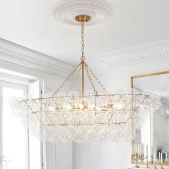 Glam 8-Light Tiered Clear Glass Bubble Island Chandelier
