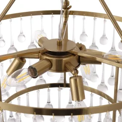 Glam Luxe Brass Tiered Crystal Raindrop Round Chandelier