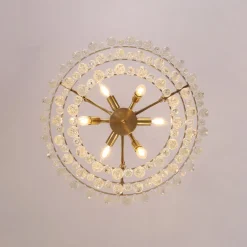 Glam Luxe Brass Tiered Crystal Raindrop Round Chandelier