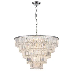 Glam Luxe Chrome 5-Tier Crystal Round Chandelier