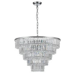 Glam Luxe Chrome 5-Tier Crystal Round Chandelier