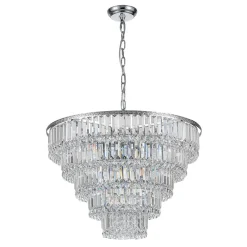 Glam Luxe Chrome 5-Tier Crystal Round Chandelier