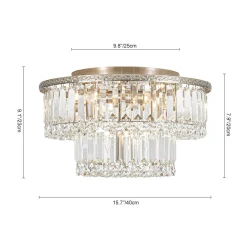 Glam Luxe 2-Tier Crystal Round Semi Flush Mount Light