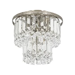 Glam Luxe 2-Tier Crystal Round Semi Flush Mount Light