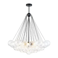 Glam Ribbed Glass Globe Textured Bubble Cluster Chandelier