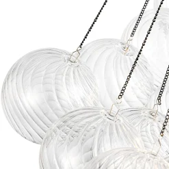 Glam Ribbed Glass Globe Textured Bubble Cluster Chandelier